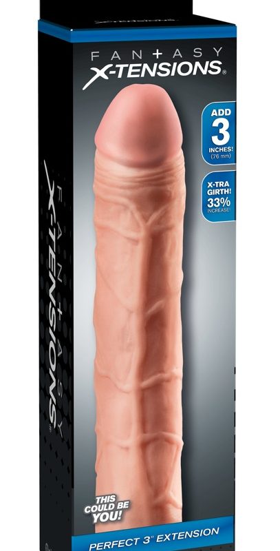 X-TENSION Perfect 3 - élethű péniszköpeny (22,8cm) - natúr