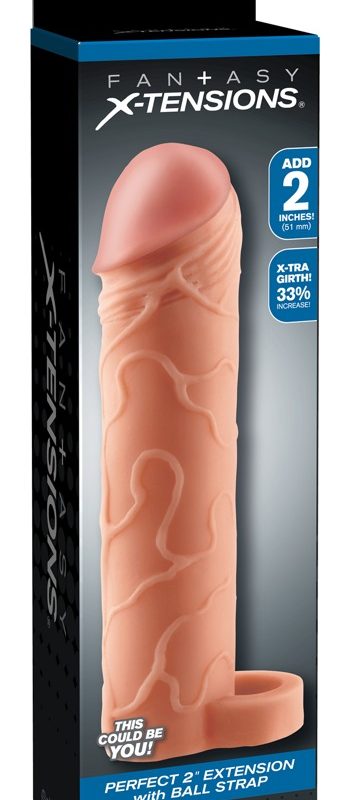 X-TENSION Perfect 2 - heregyűrűs péniszköpeny (19cm) - natúr