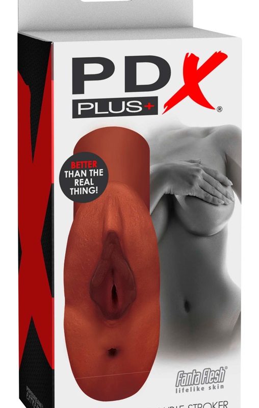 PDX Double Stroker - 2in1 élethű maszturbátor (barna)