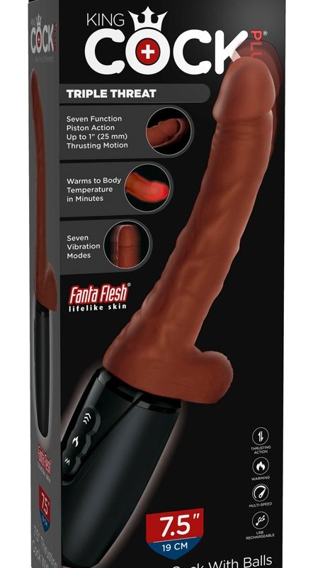 King Cock Plus 7,5 - herés lökő vibrátor (barna)