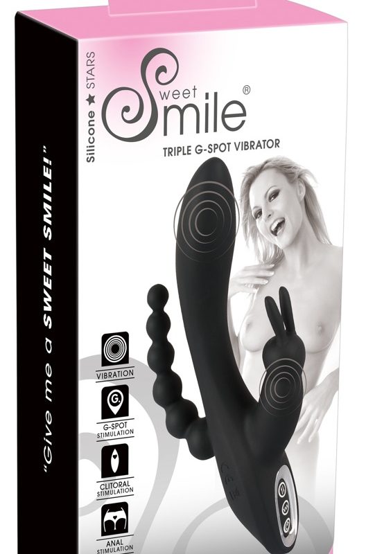 SMILE Triple - akkus, vízálló 3 ágú vibrátor (fekete)