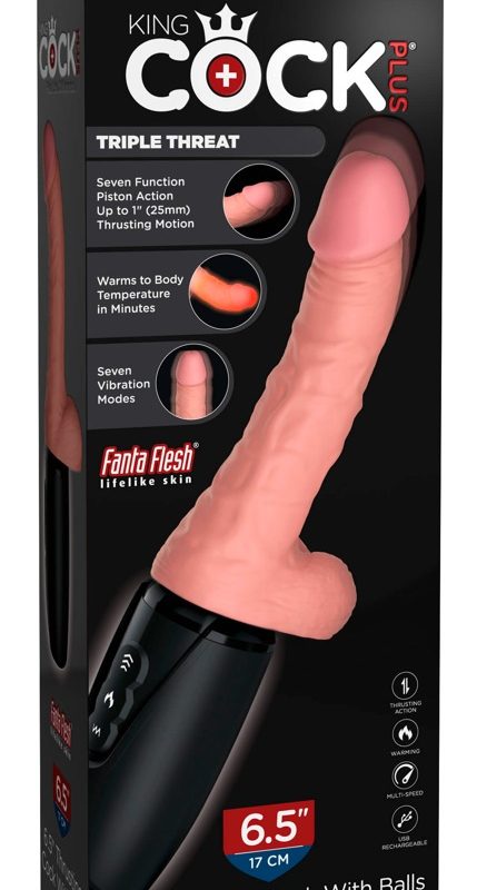 King Cock Plus 6,5 - herés lökő vibrátor - natúr