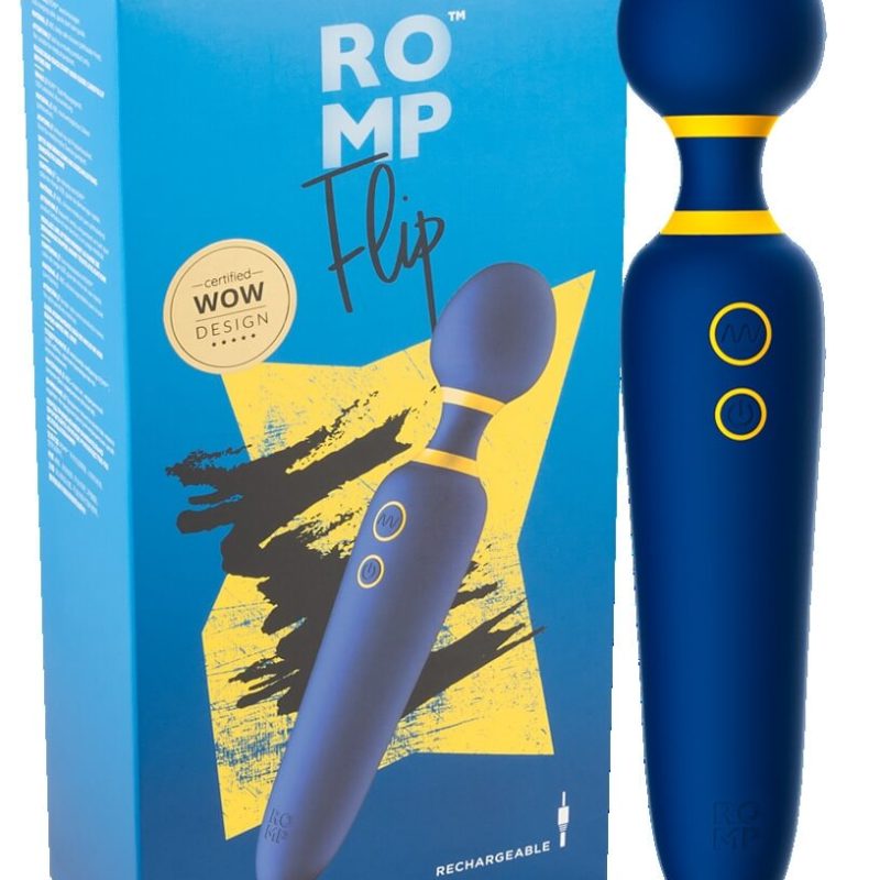 ROMP Flip Wand - akkus, vízálló masszírozó vibrátor (kék)