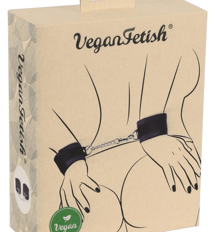 Vegan Fetish - csukló bilincs rövid lánccal (fekete)