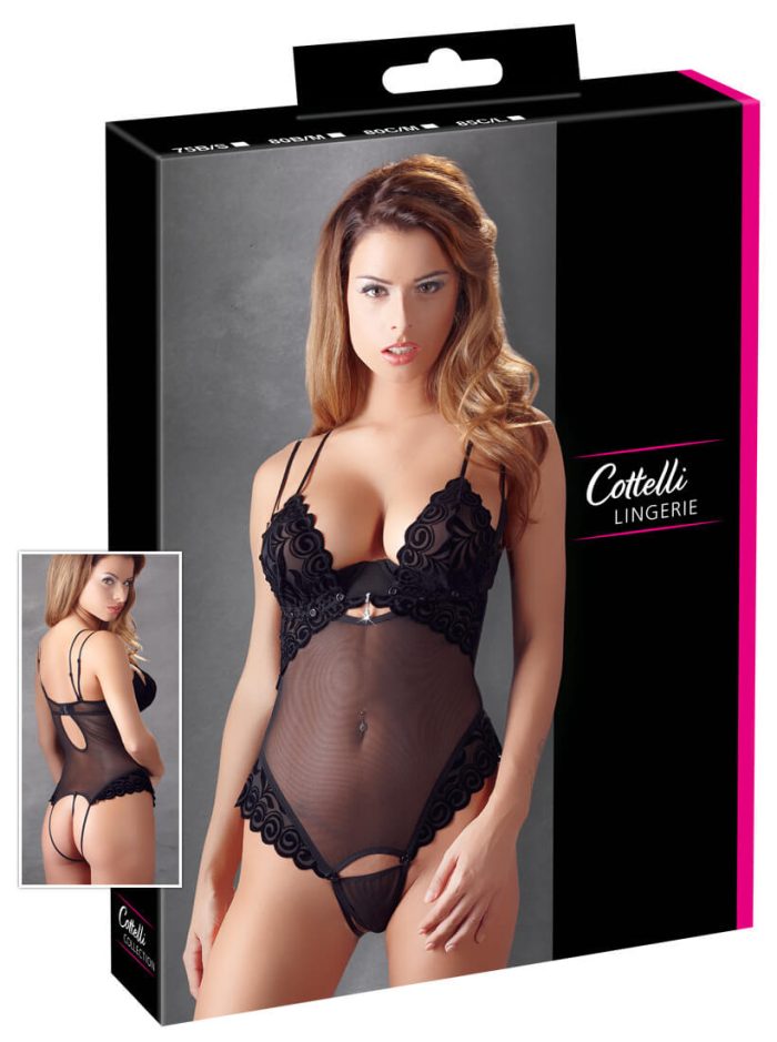 Cottelli - Bársonyos, variálható body (fekete)