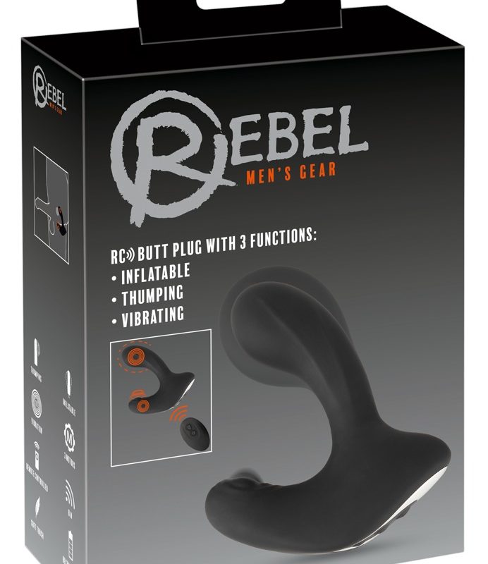 Rebel RC - akkus, rádiós pumpálható anál vibrátor (fekete)