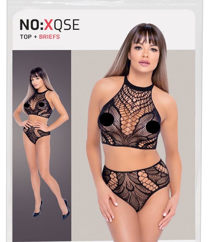 NO:XQSE - két részes necc ruha - fekete (S-L)