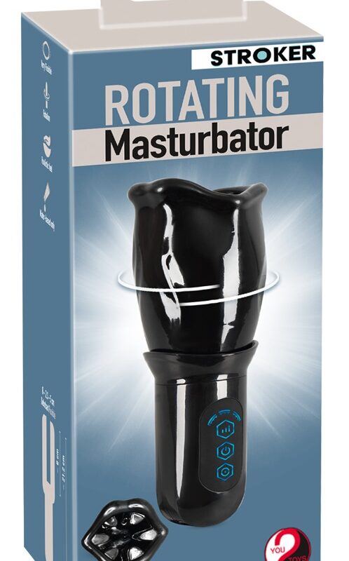 STROKER Rotating - akkus, forgó műszáj maszturbátor (fekete)