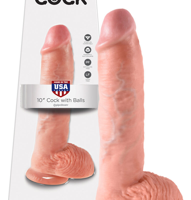 King Cock 10 herés nagy dildó (25 cm) - natúr
