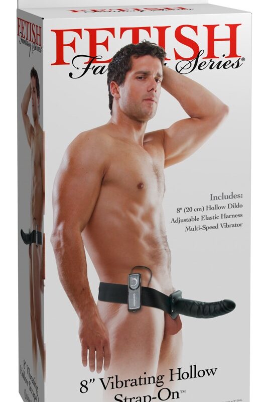 Fetish Strap-On 8 - felcsatolható, üreges vibrátor (fekete)