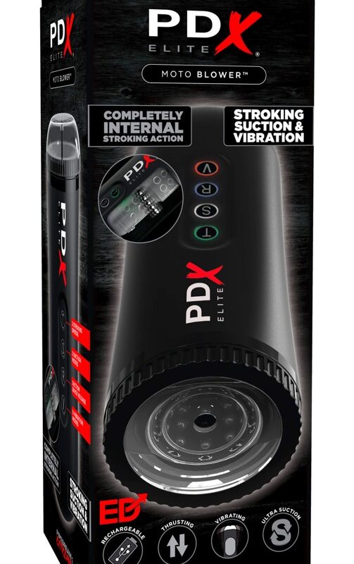 PDX Moto Blower - szívó, rezgő maszturbátor (fekete)