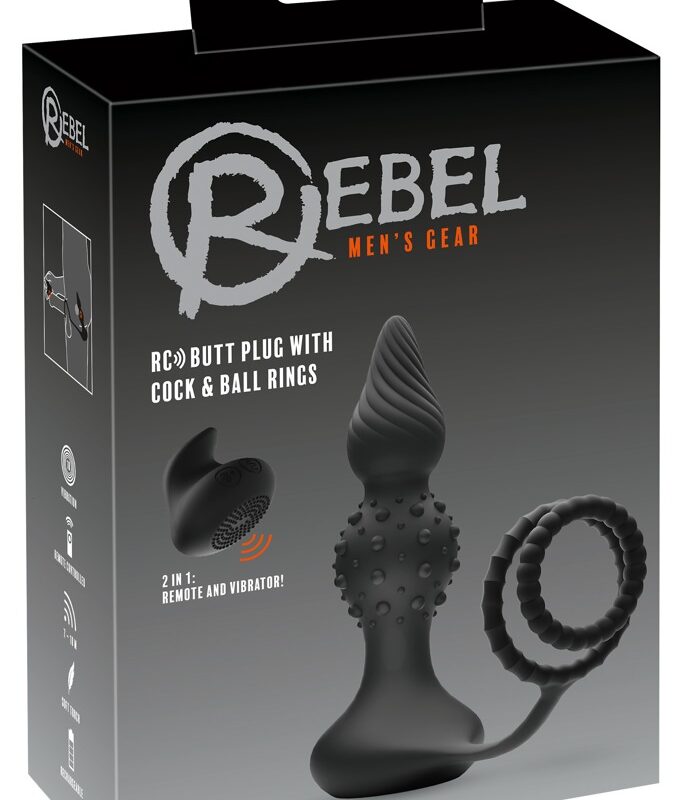 Rebel 2in1 - akkus, rádiós anál vibrátor péniszgyűrűvel (fekete)
