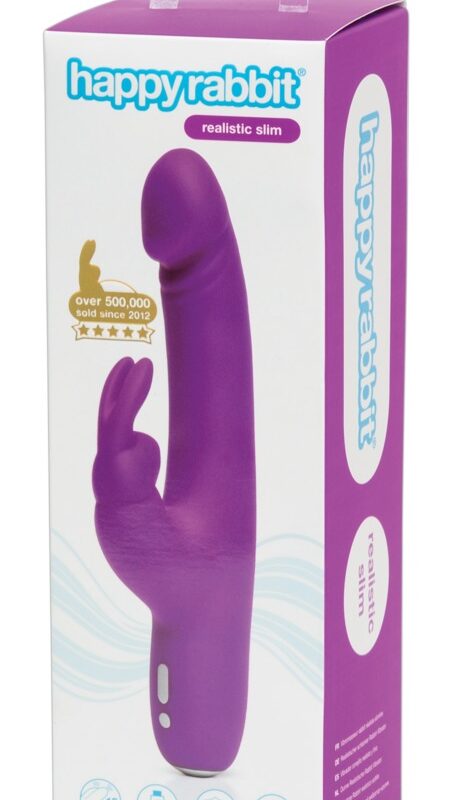 Happyrabbit Realistic Slim - akkus, csiklókaros vibrátor (lila)