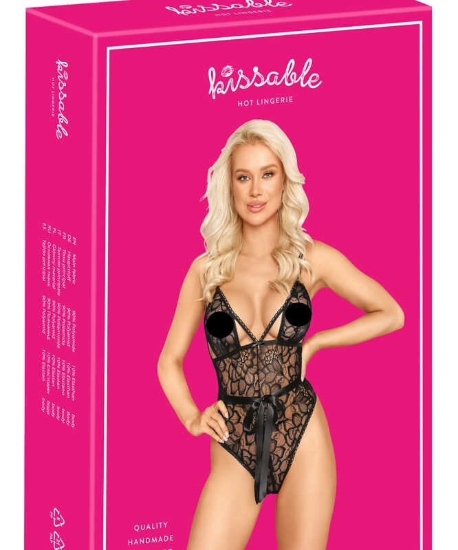 Kissable - csipke body (fekete)