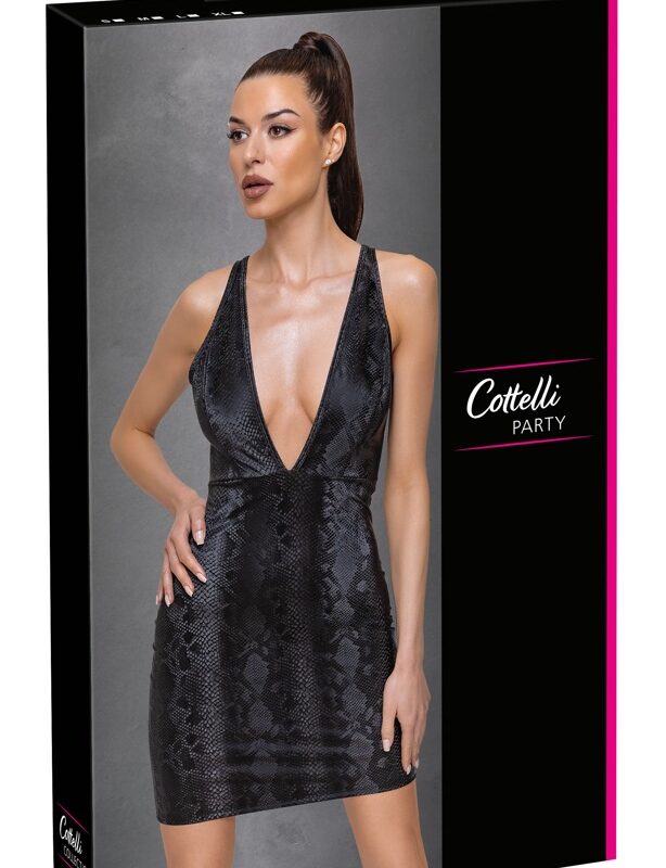 Cottelli Party - kígyóbőr mintás ruha (fekete)